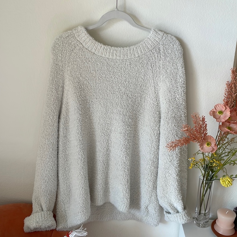 Cream white fuzzy sweater